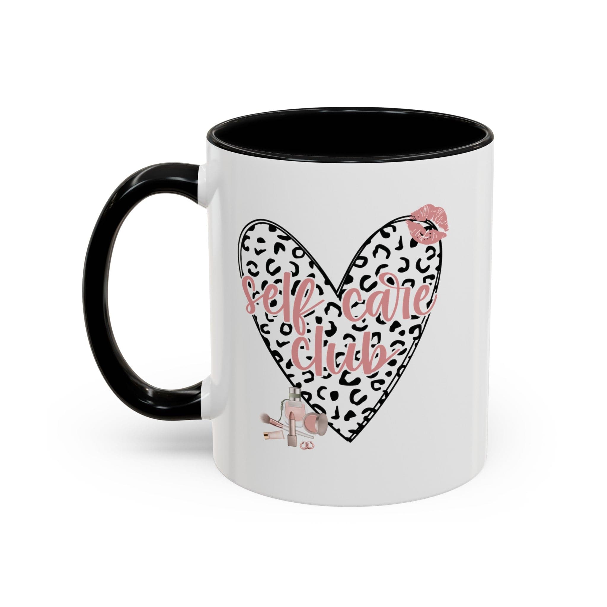 Pink Leopard Print Heart Coffee Mug Self Care Quote Coffee Lover Gift