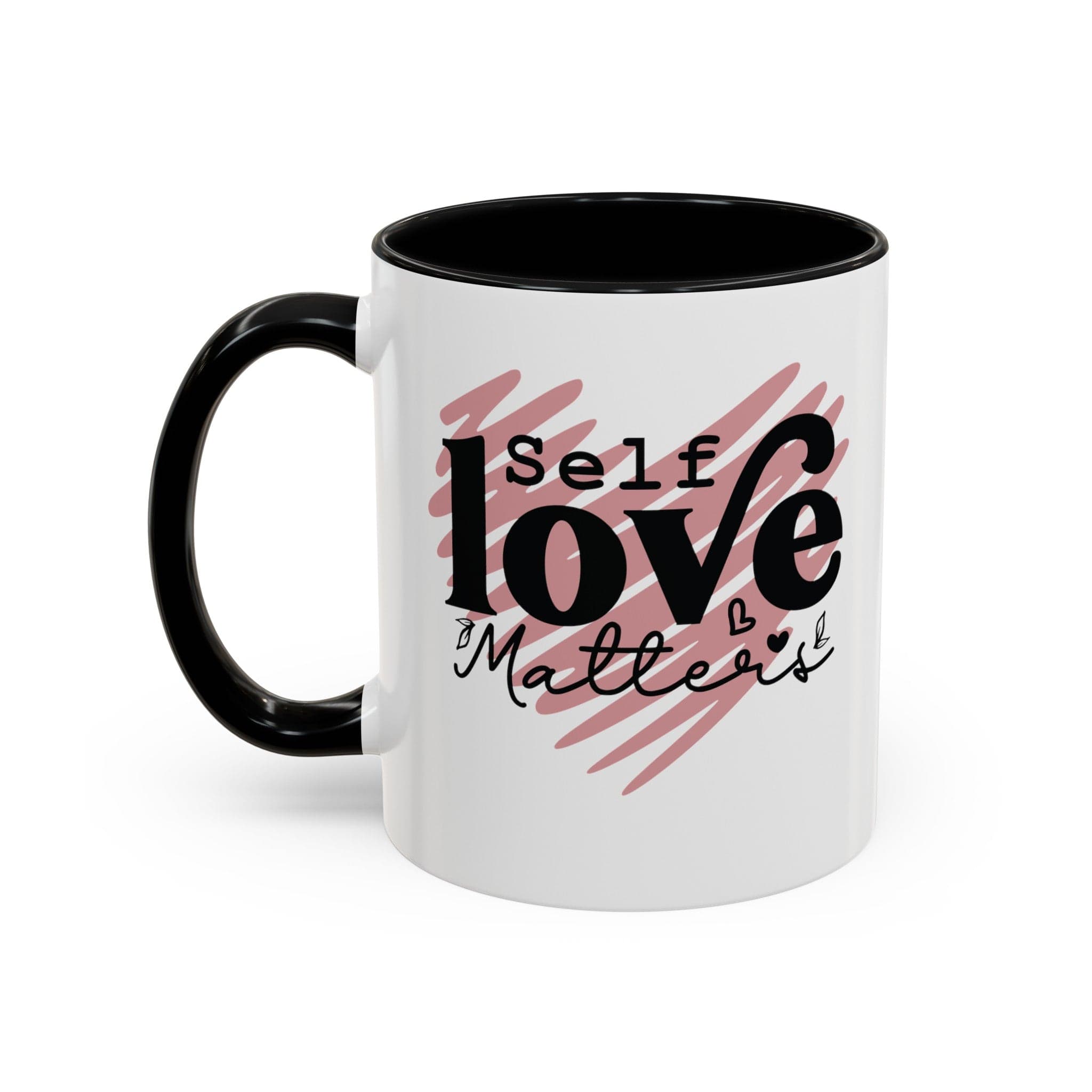 Pink Doodle Heart Ceramic Coffee Mug Self Care Quote Coffee Lover Gift