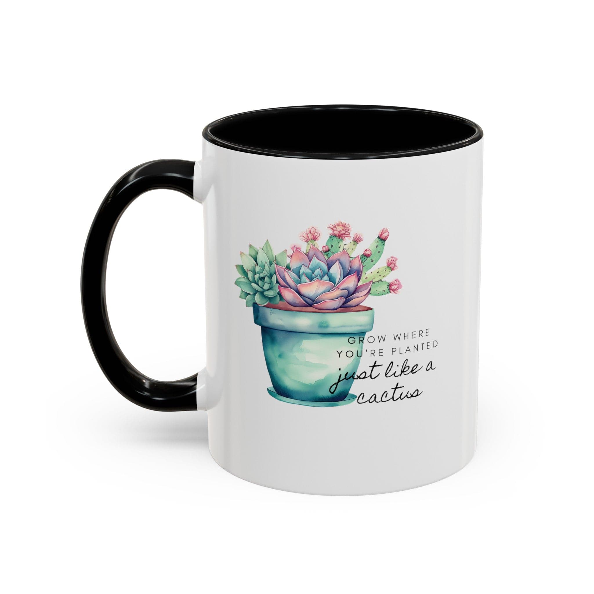 Cactus Mug, Beautiful Watercolor Cactus, Motivational Quote &amp; Cactus Pun, Prickly Pear Cactus, Coffee Lover Gift, Plant Lover Gift