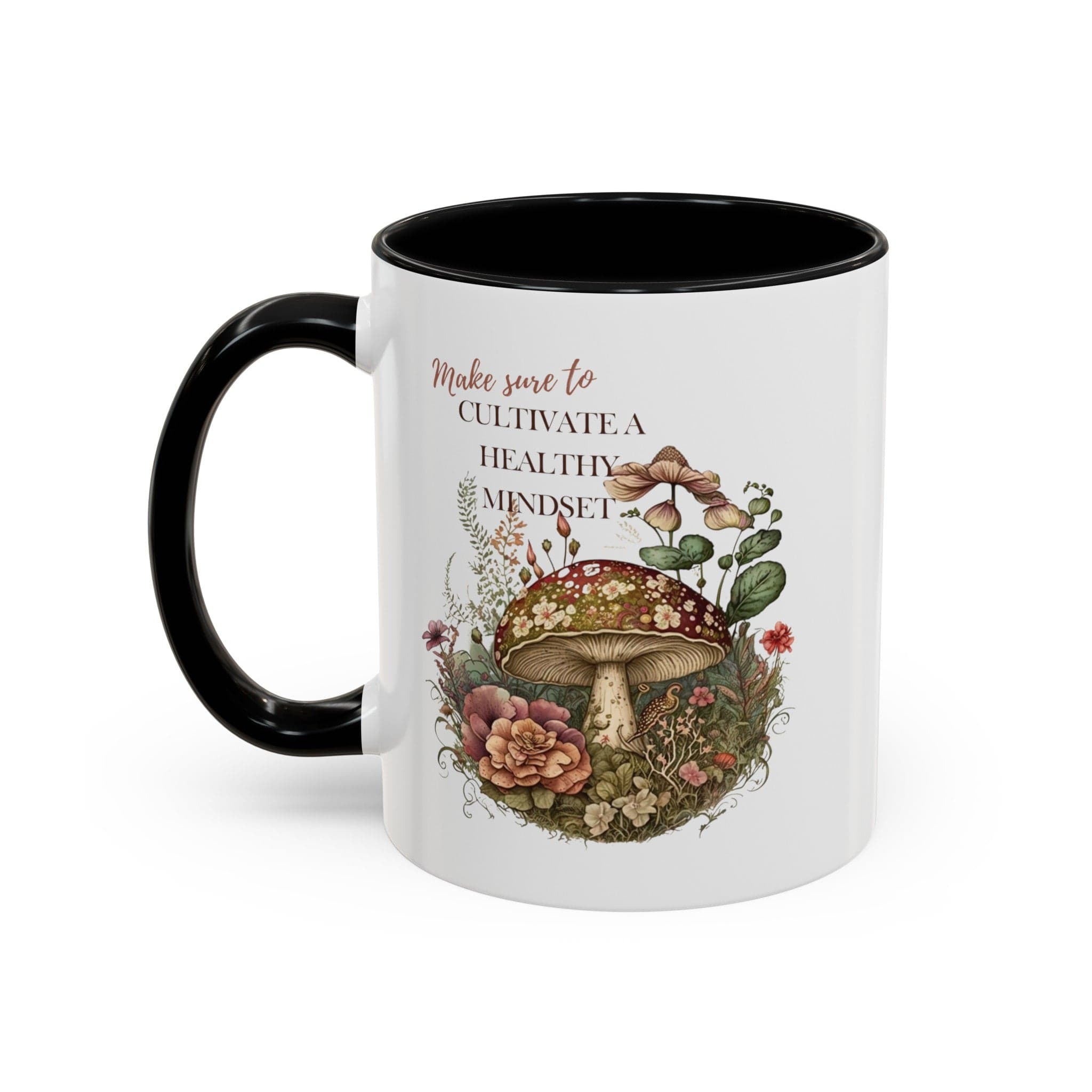 Mushroom Mug, Botanical Mug, Beautiful Floral Print, Motivational Quote, Coffee Lover Gift, Mushroom Gift