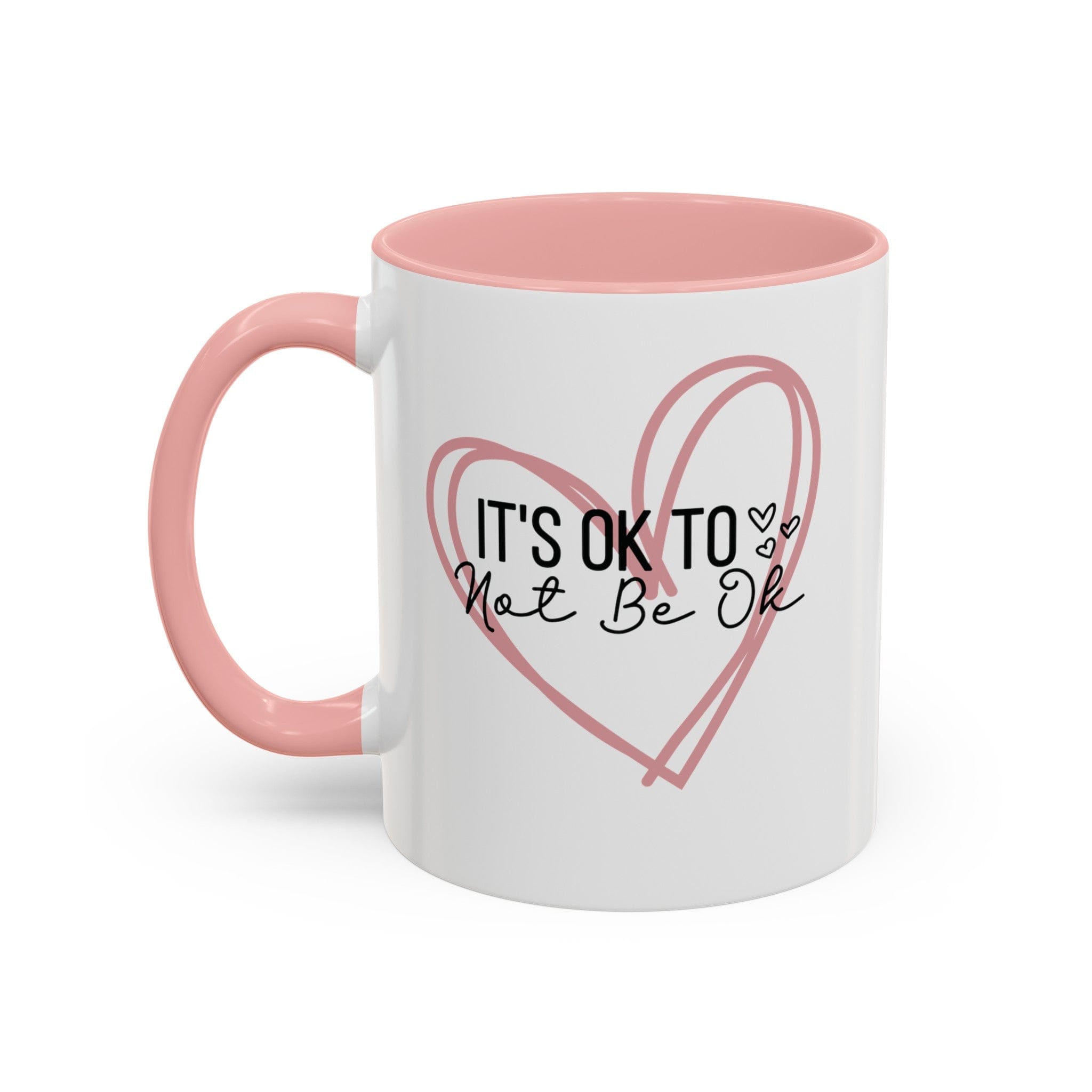 Pink Doodle Hearts Ceramic Mug Self Care Quote Coffee Lover Gift