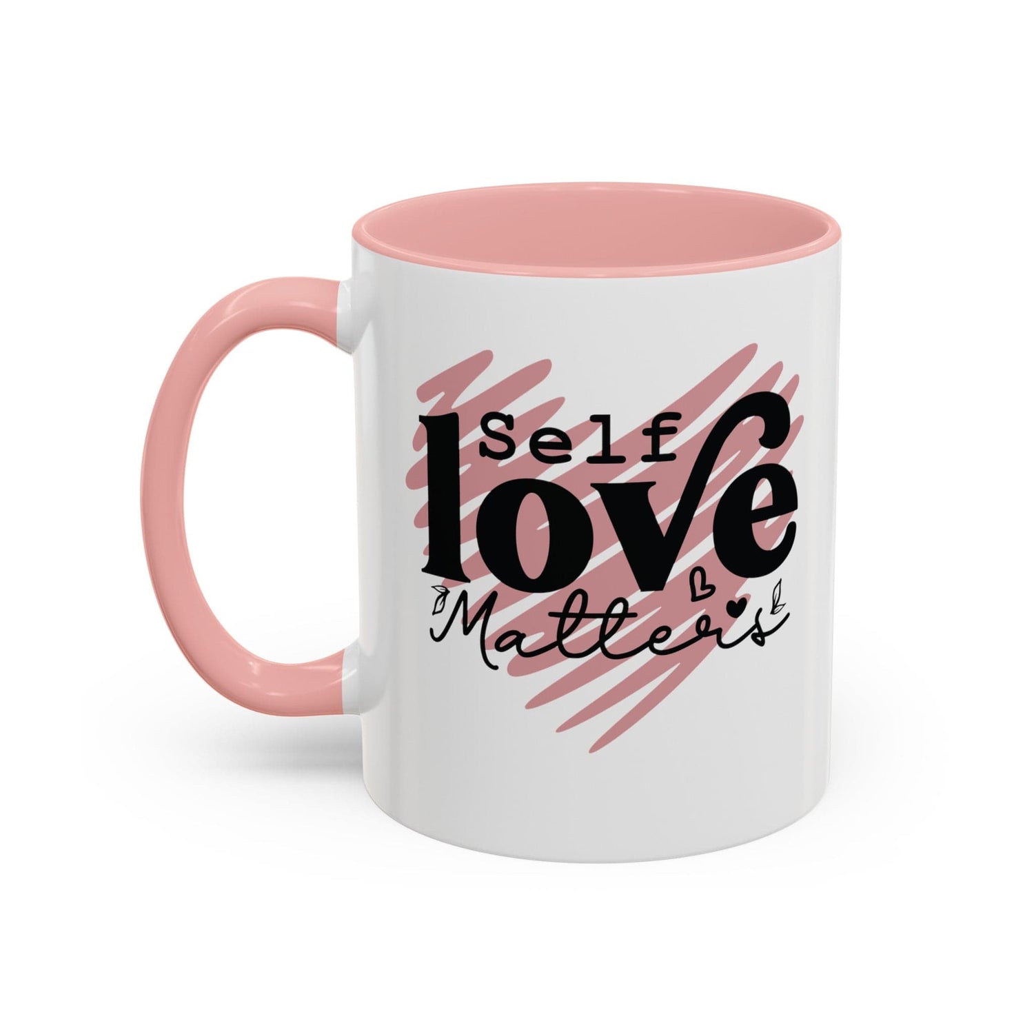 Pink Doodle Heart Ceramic Coffee Mug Self Care Quote Coffee Lover Gift