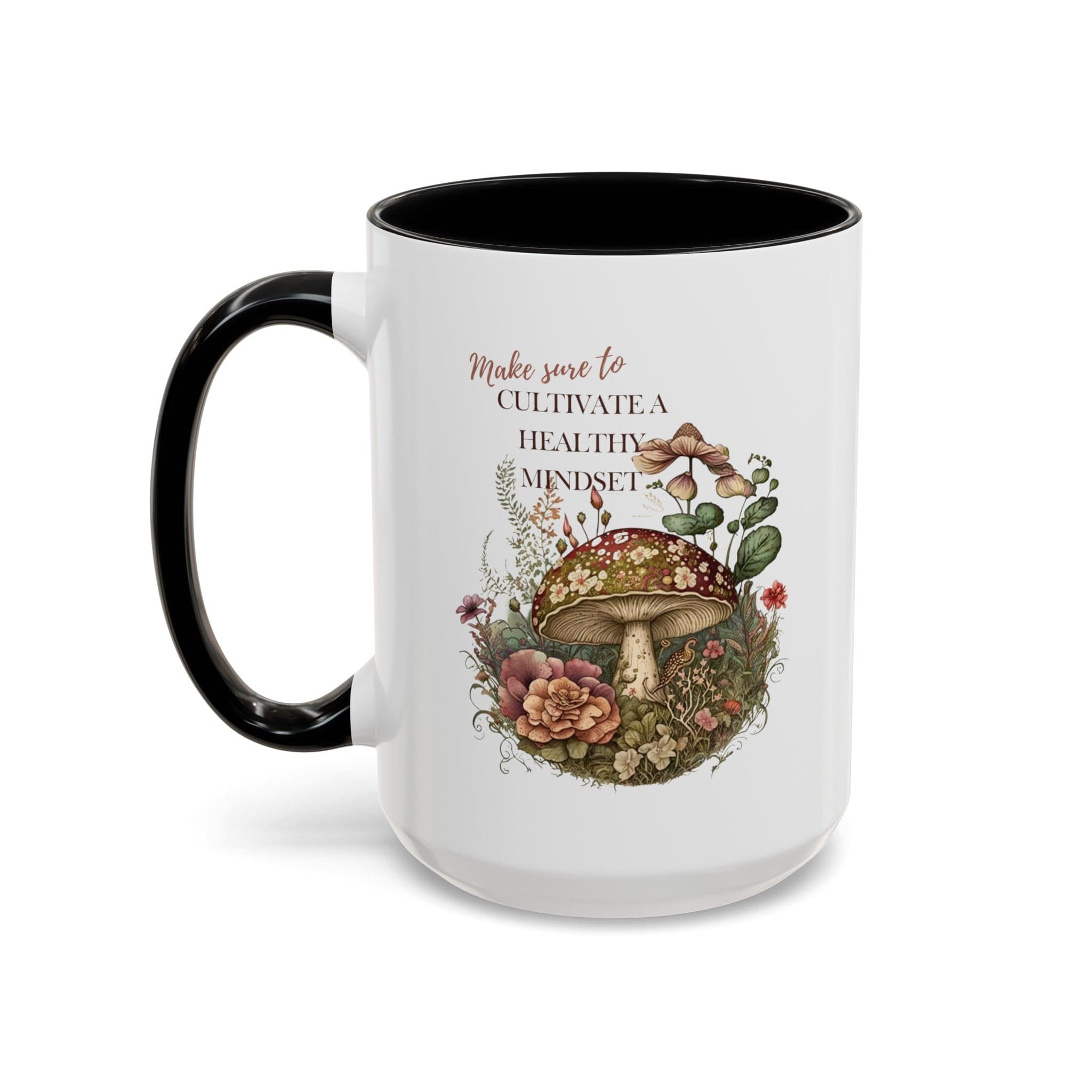 Mushroom Mug, Botanical Mug, Beautiful Floral Print, Motivational Quote, Coffee Lover Gift, Mushroom Gift