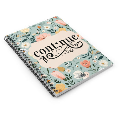 Cute Floral Spiral Notebook, Lined Journal, Watercolor Flowers with Motivational Quote