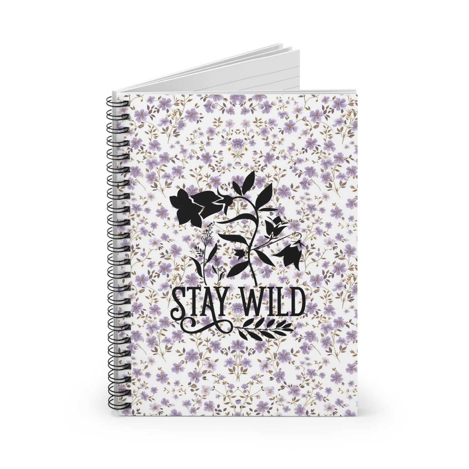 Lavender, Floral Spiral Notebook, Lined Journal with Motivational Quote