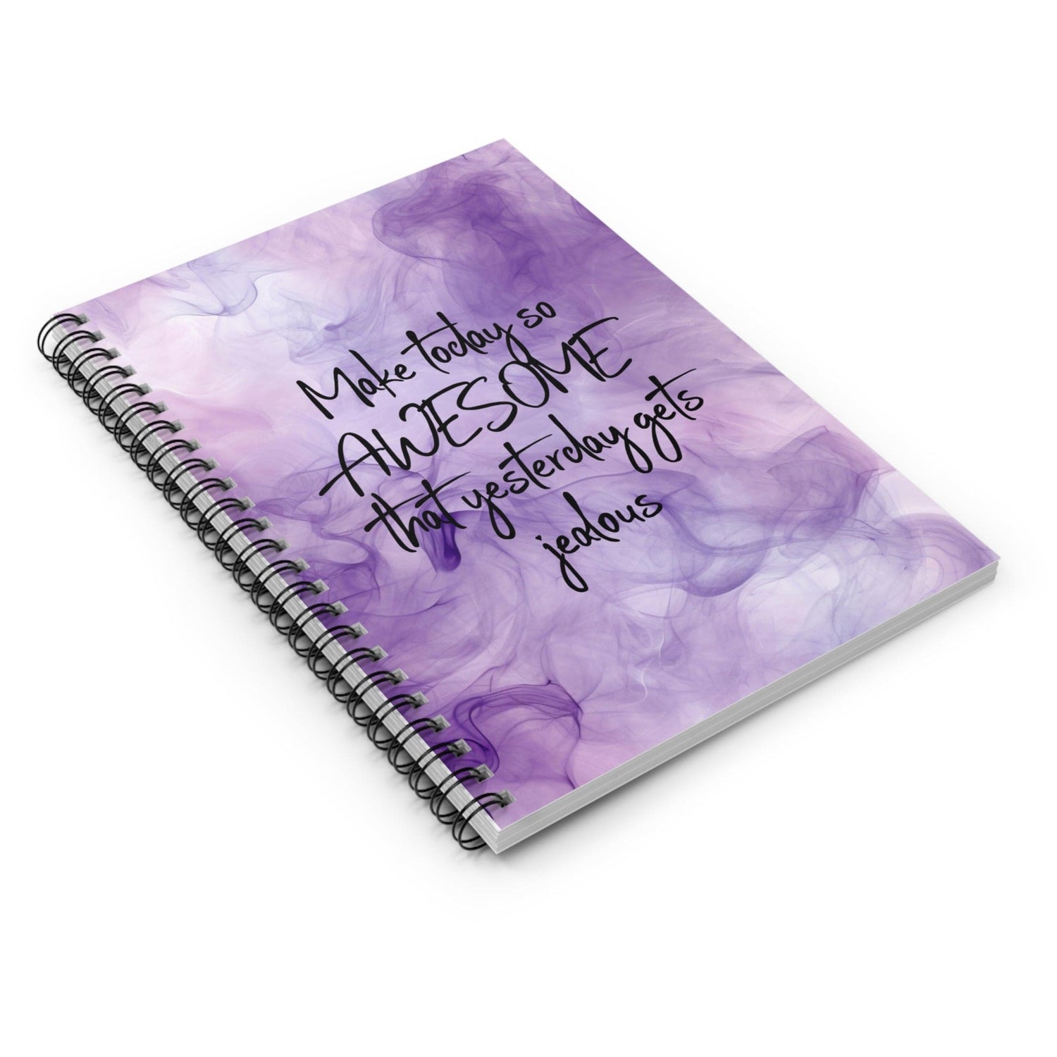 Purple Lavender, Watercolor Effect, Spiral Notebook, Lined Journal with Motivational Quote