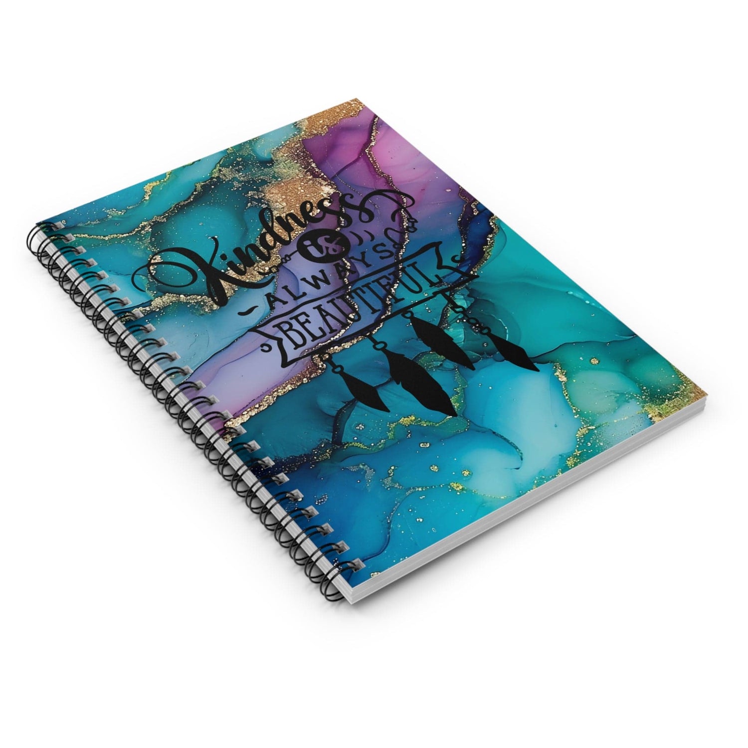 Beautiful Metallic Watercolor Notebook, Spiral Journal Blank Pages, with Self Care Quote