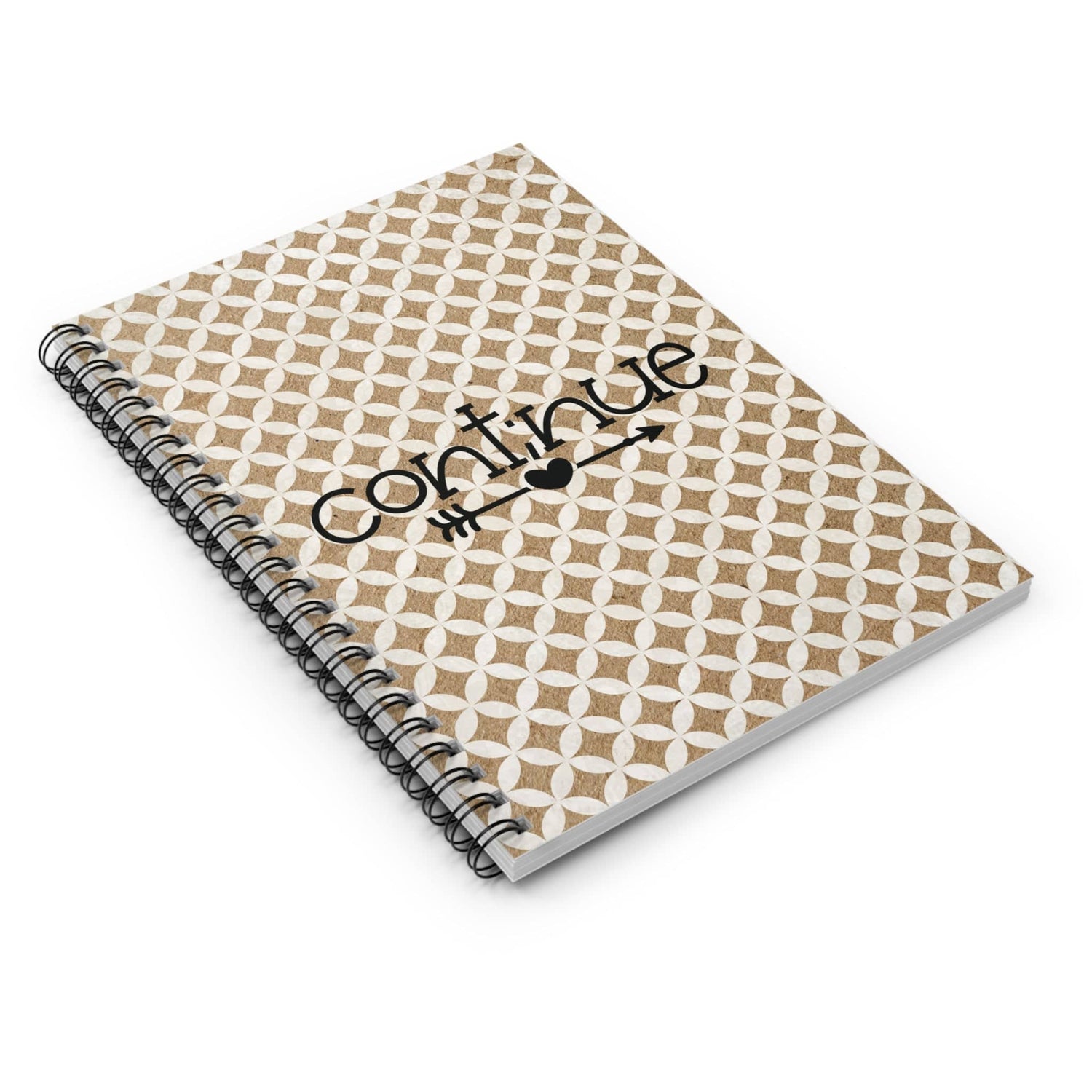 Kraft Notebook Design, Lined Journal, Beautiful Geometric Design with Motivational Quote