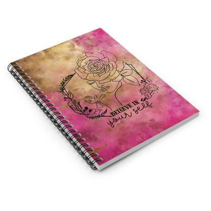 Metallic Watercolor Notebook, Spiral Journal Blank Pages, Beautiful Pink and Gold Foil Print