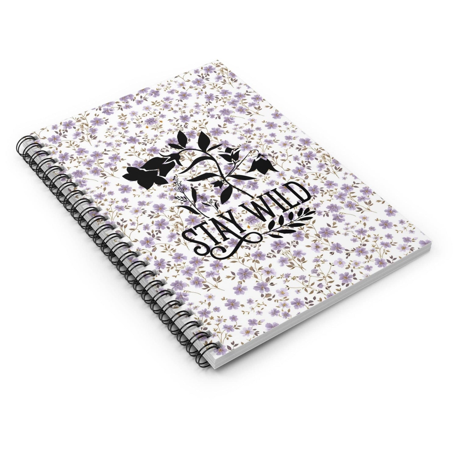 Lavender, Floral Spiral Notebook, Lined Journal with Motivational Quote