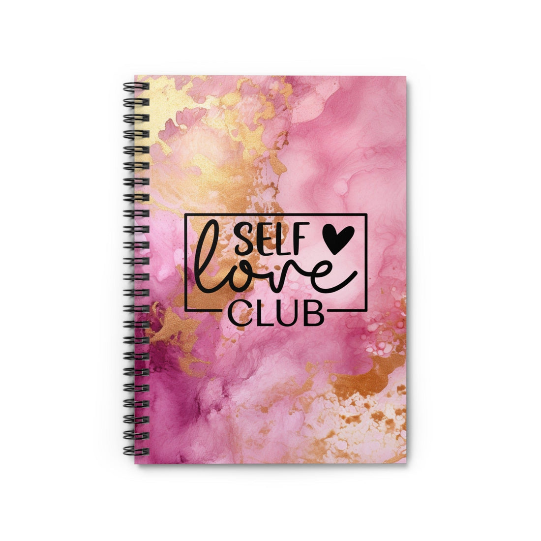 Beautiful Metallic Watercolor Notebook, Lined Journal, with Motivational Quote, &quot;Self Love Club&quot;