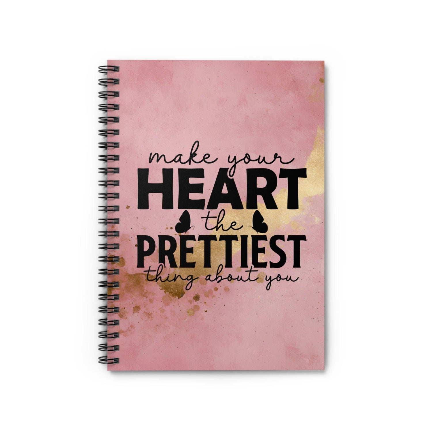 Metallic Watercolor Notebook, Beautiful Blush and Gold, Spiral Journal Blank Pages, with Self Care Quote