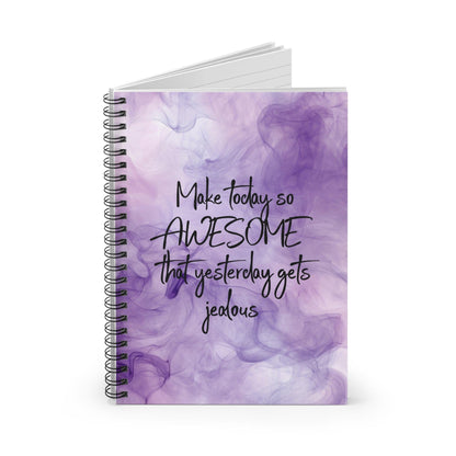 Purple Lavender, Watercolor Effect, Spiral Notebook, Lined Journal with Motivational Quote