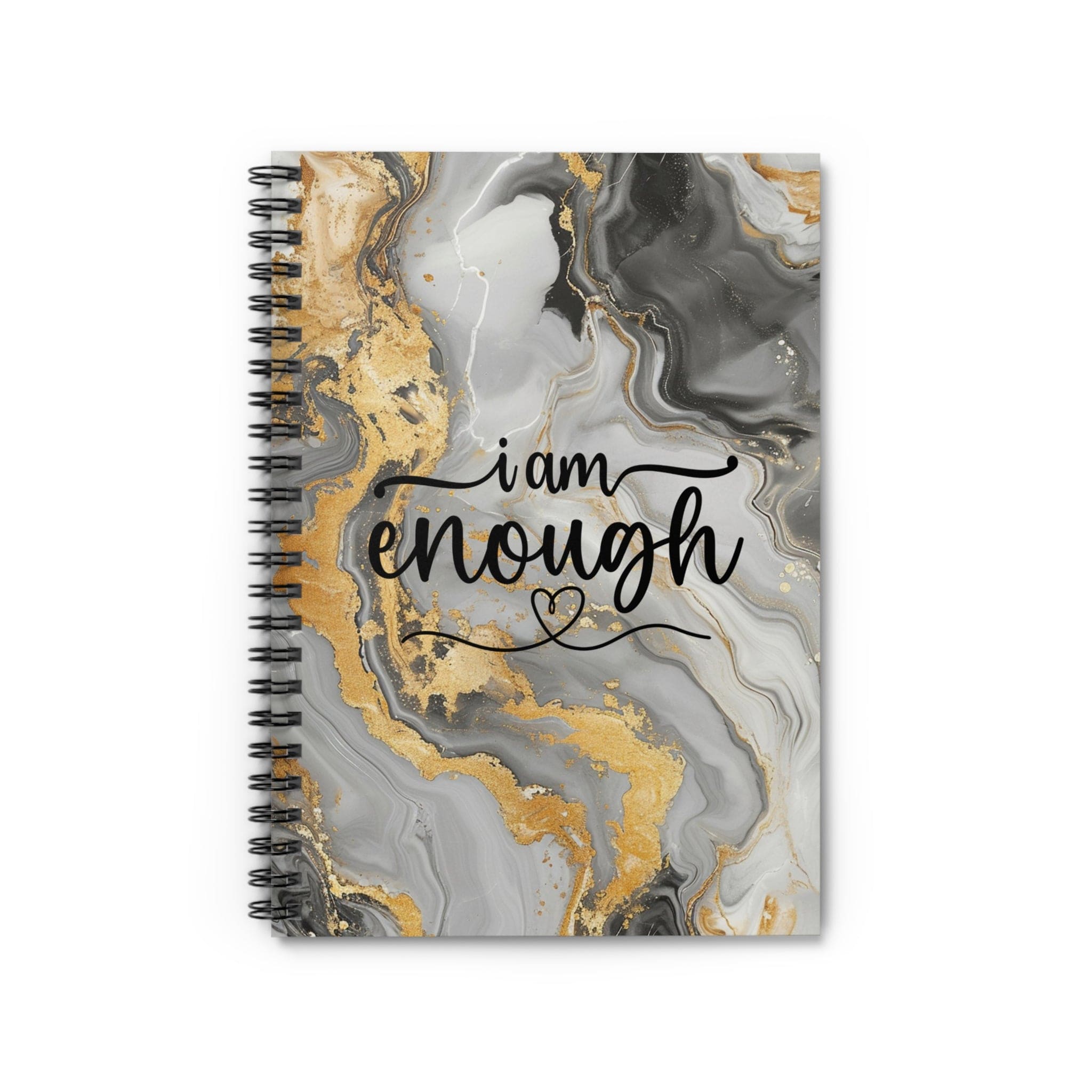 Metallic Watercolor Notebook, Spiral Journal, Beautiful Motivational Quote, I Am Enough