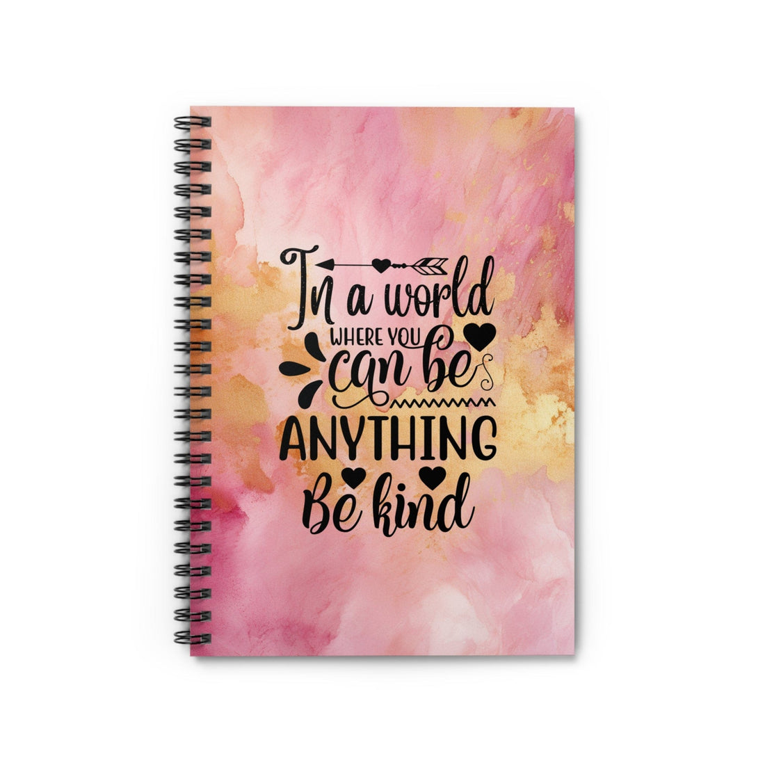 Metallic Watercolor Notebook, Spiral Journal, Beautiful Pink and Gold with Motivational Quote