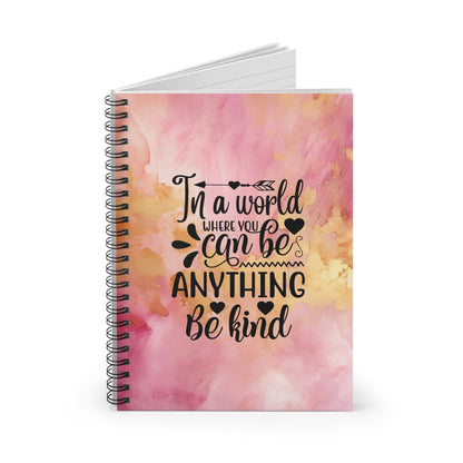 Metallic Watercolor Notebook, Spiral Journal, Beautiful Pink and Gold with Motivational Quote