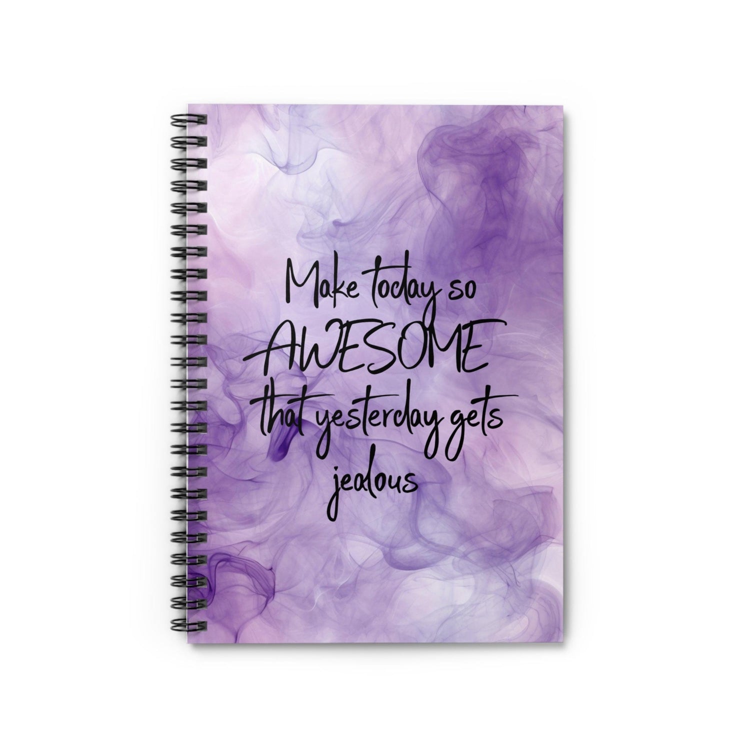 Purple Lavender, Watercolor Effect, Spiral Notebook, Lined Journal with Motivational Quote