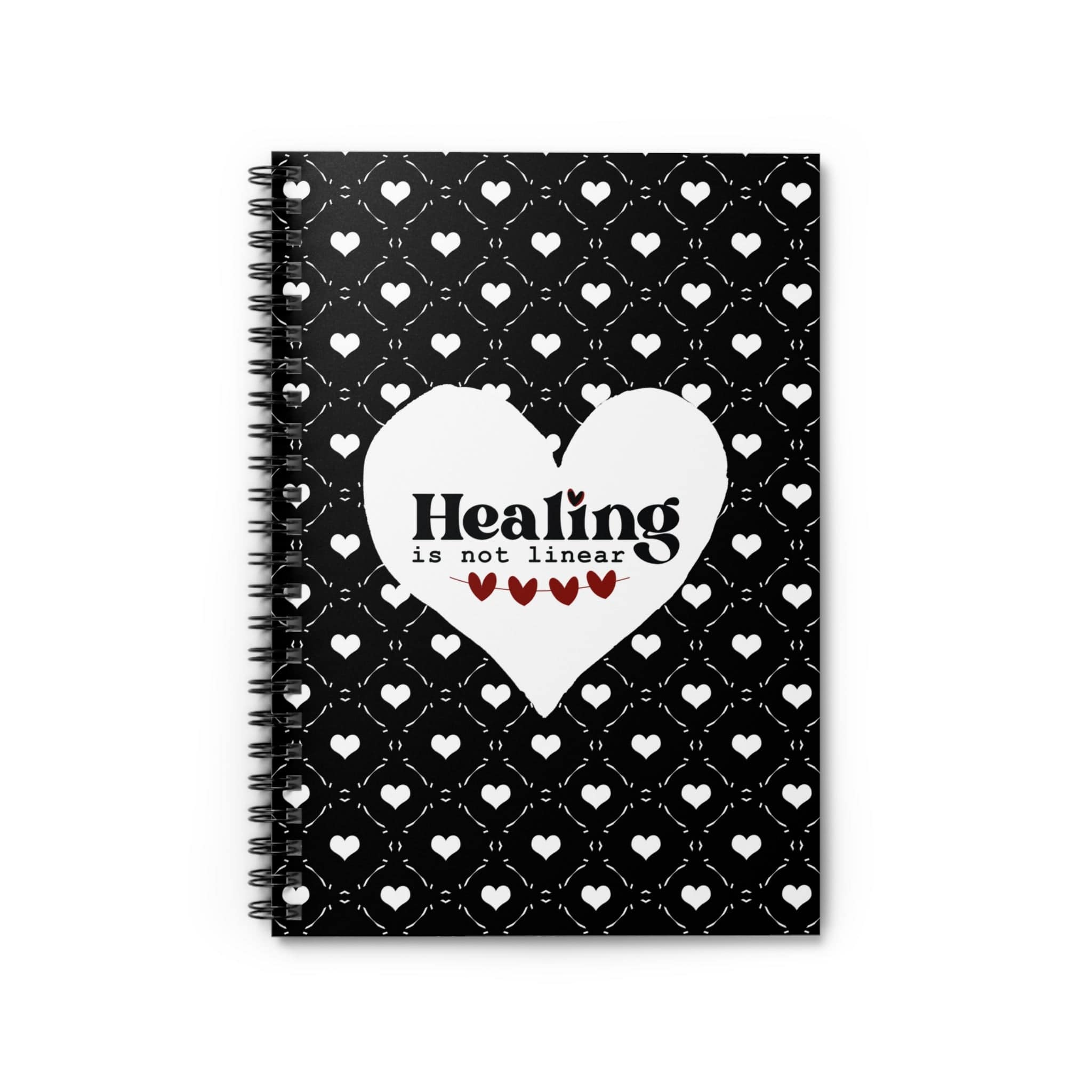 Ruby String of Hearts Therapy Journal Spiral Notebook with Self Care Quote