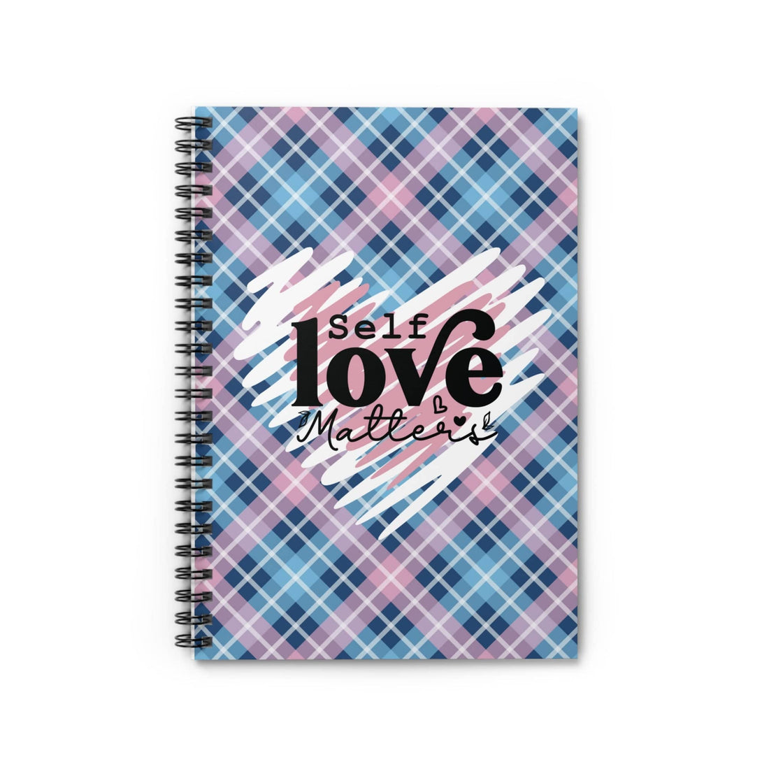 Plaid Doodle Heart Spiral Notebook Lined Pages Journal or Notebook Self Care Quote