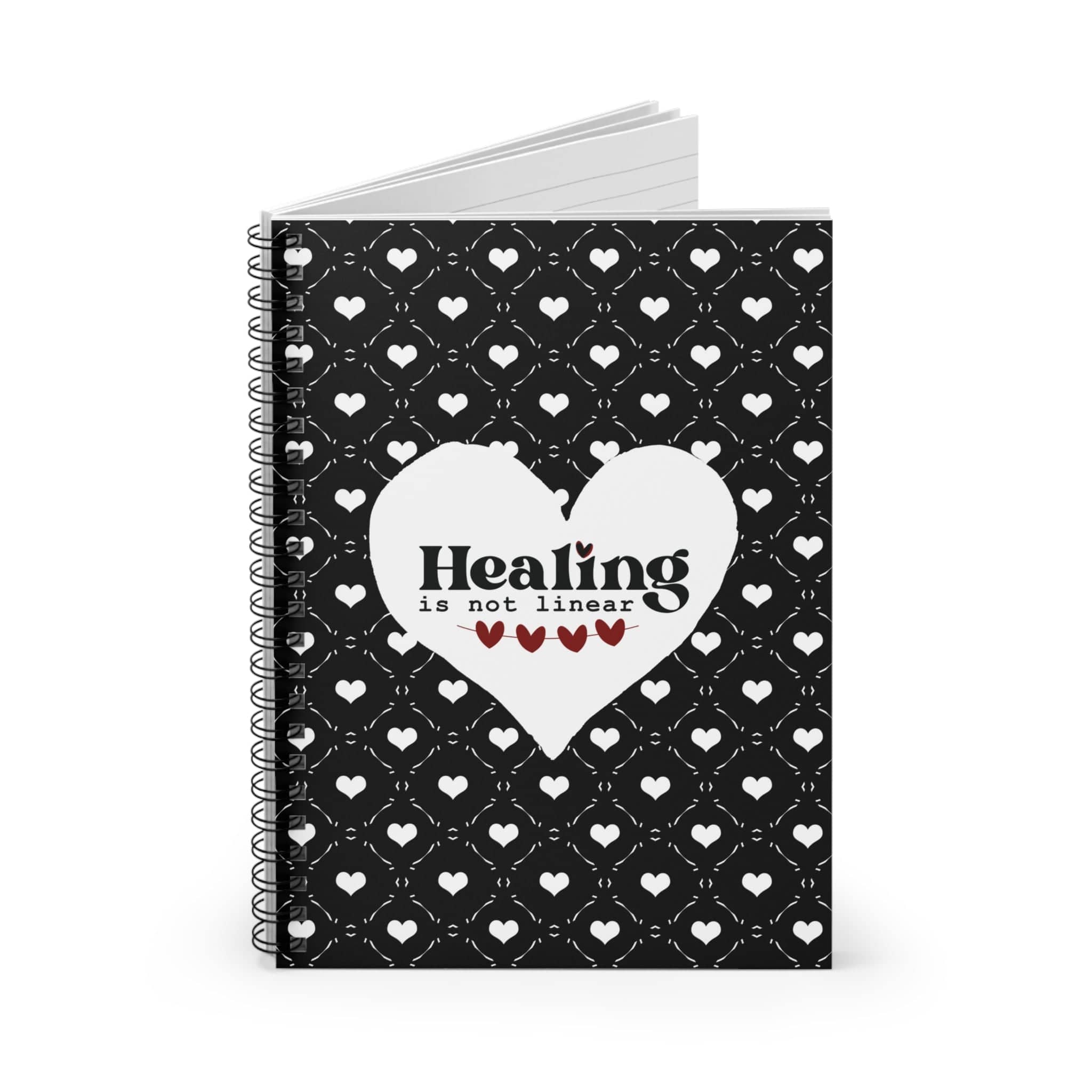 Ruby String of Hearts Therapy Journal Spiral Notebook with Self Care Quote