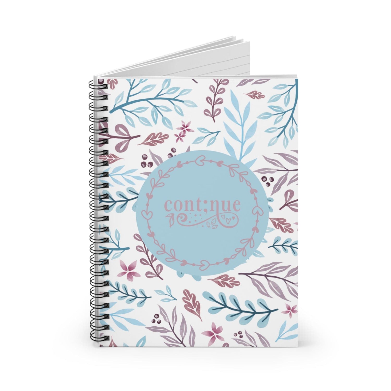 Whimsical Floral Spiral Notebook Lined Journal with Motivational Quote