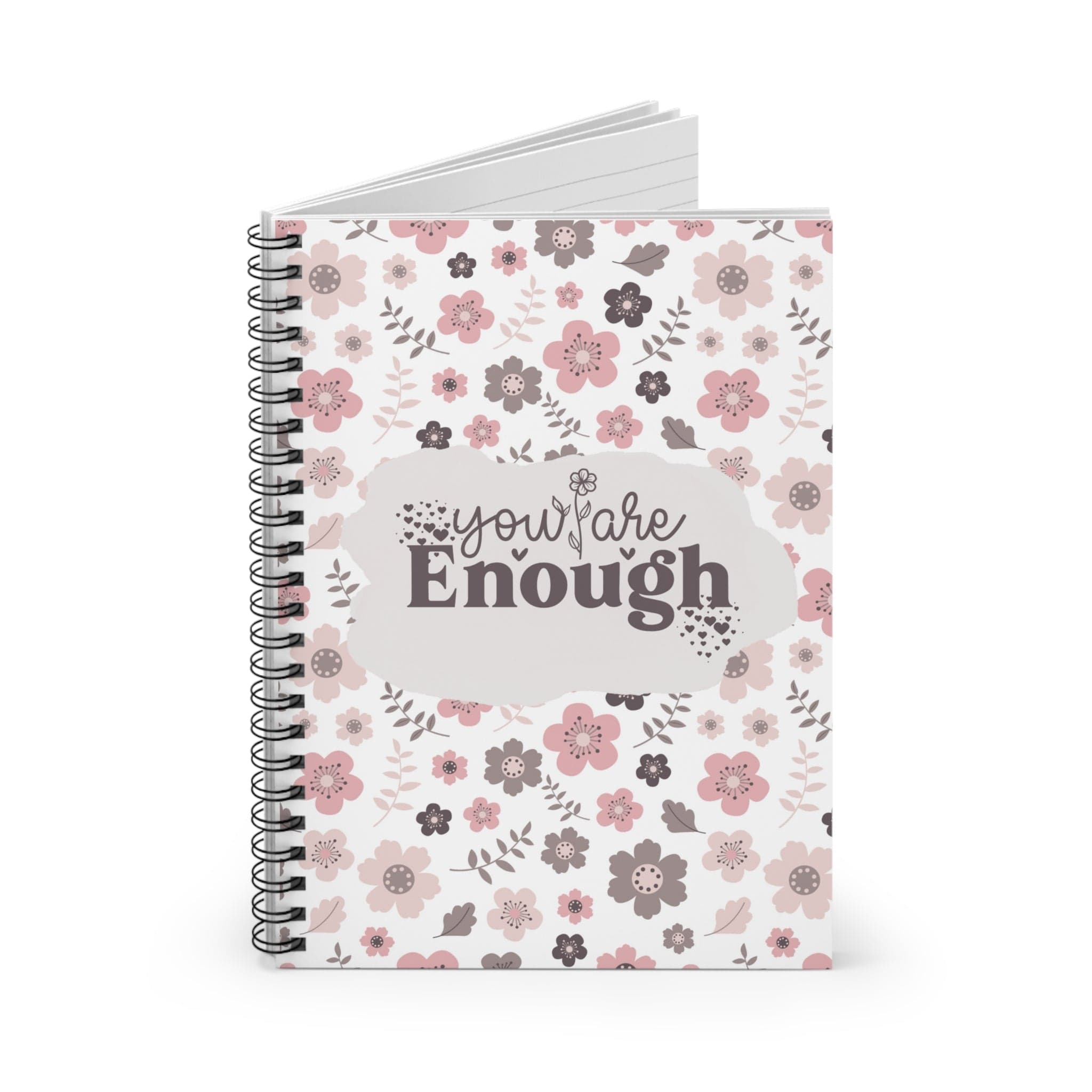 Whimsical Floral Spiral Notebook Lined Journal Pages Self Care Quote