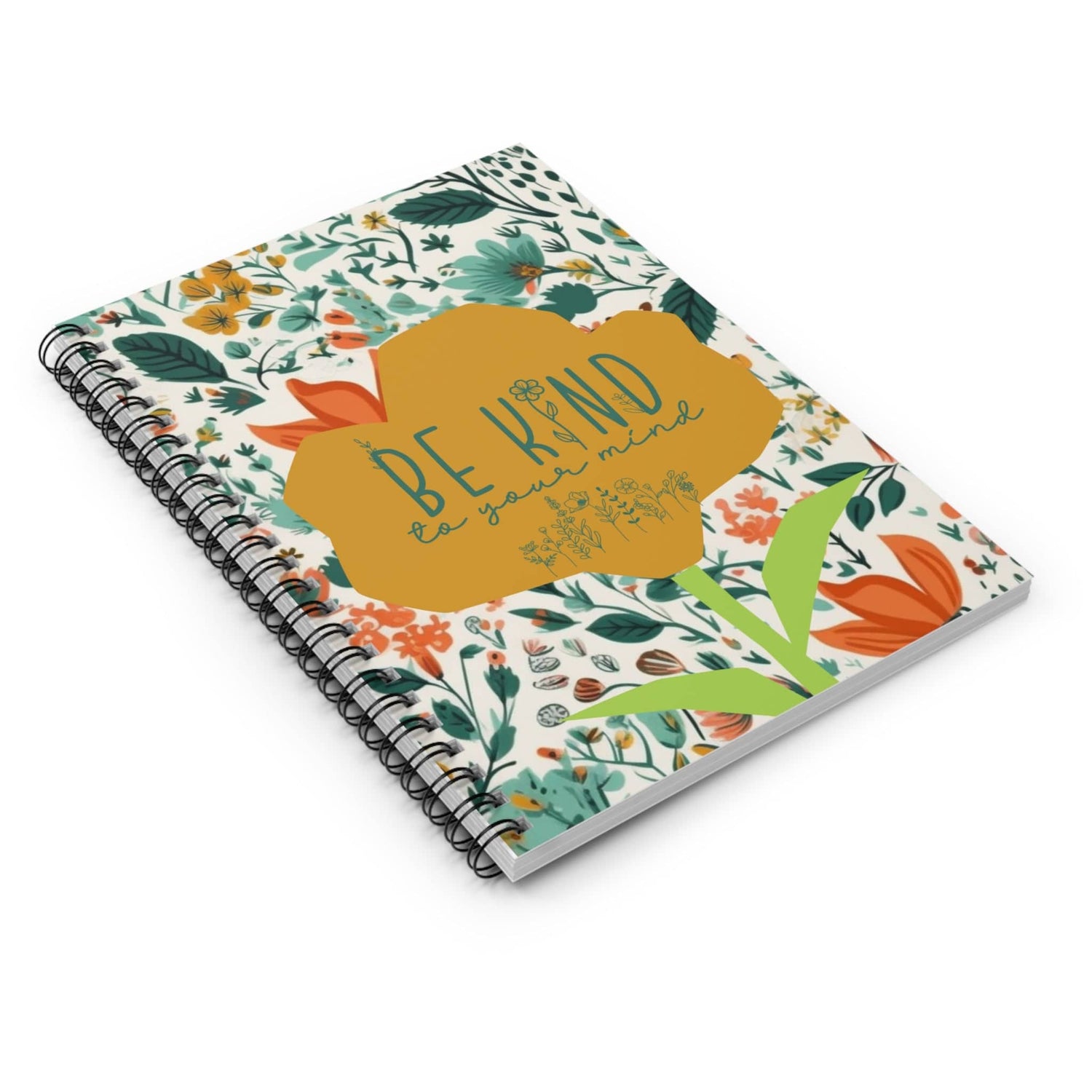 Colorful Floral Spiral Notebook Lined Journal Motivational Quote