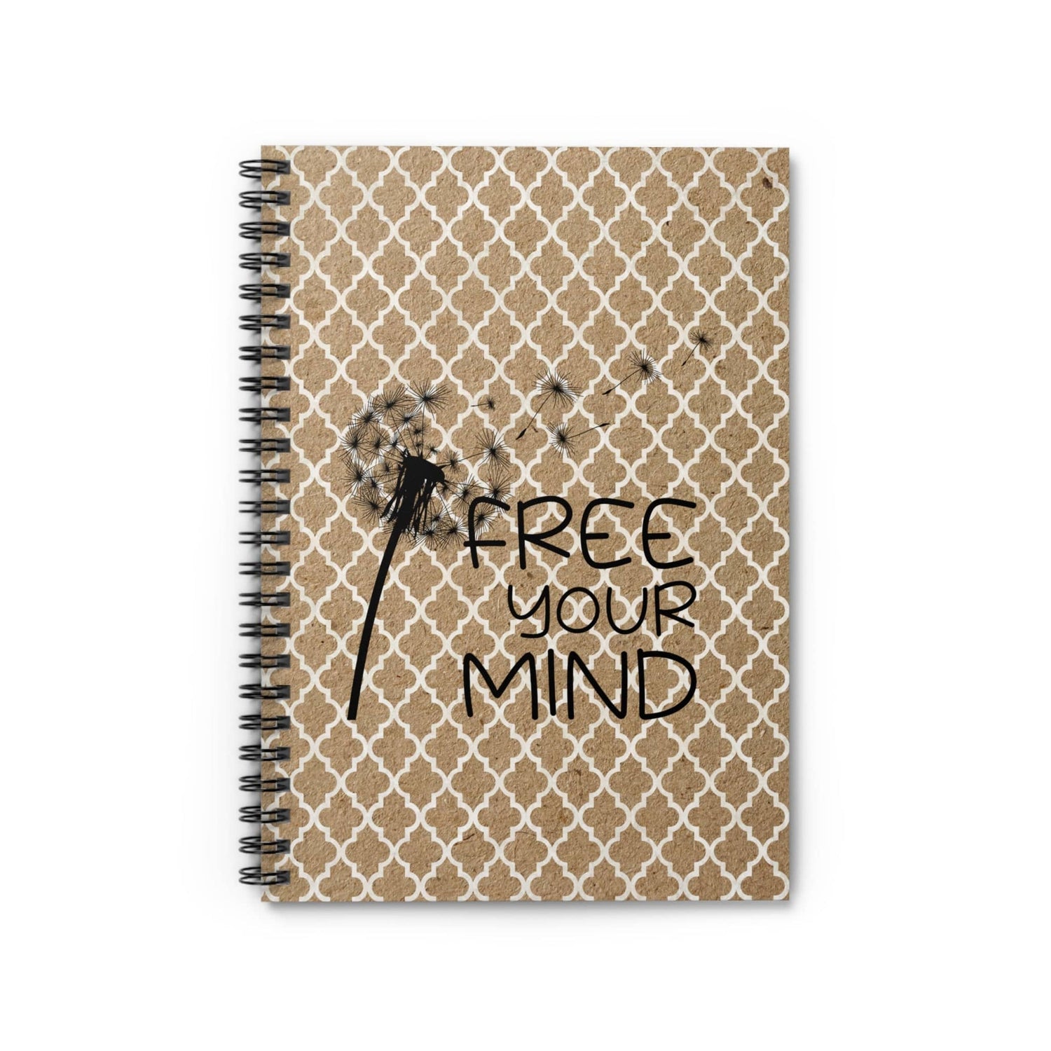 Beautiful Kraft Notebook Design, Spiral Journal Blank Pages, and Cute Dandelion Prints with Motivational Quote