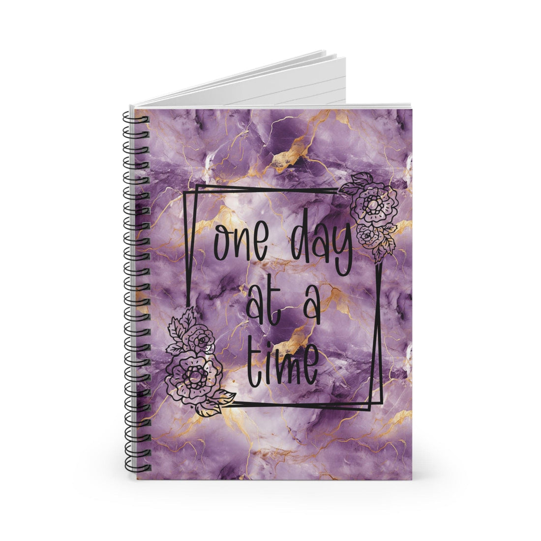 Beautiful Purple and Gold Metallic Watercolor Notebook, Spiral Journal Blank Pages, with Self Care Quote