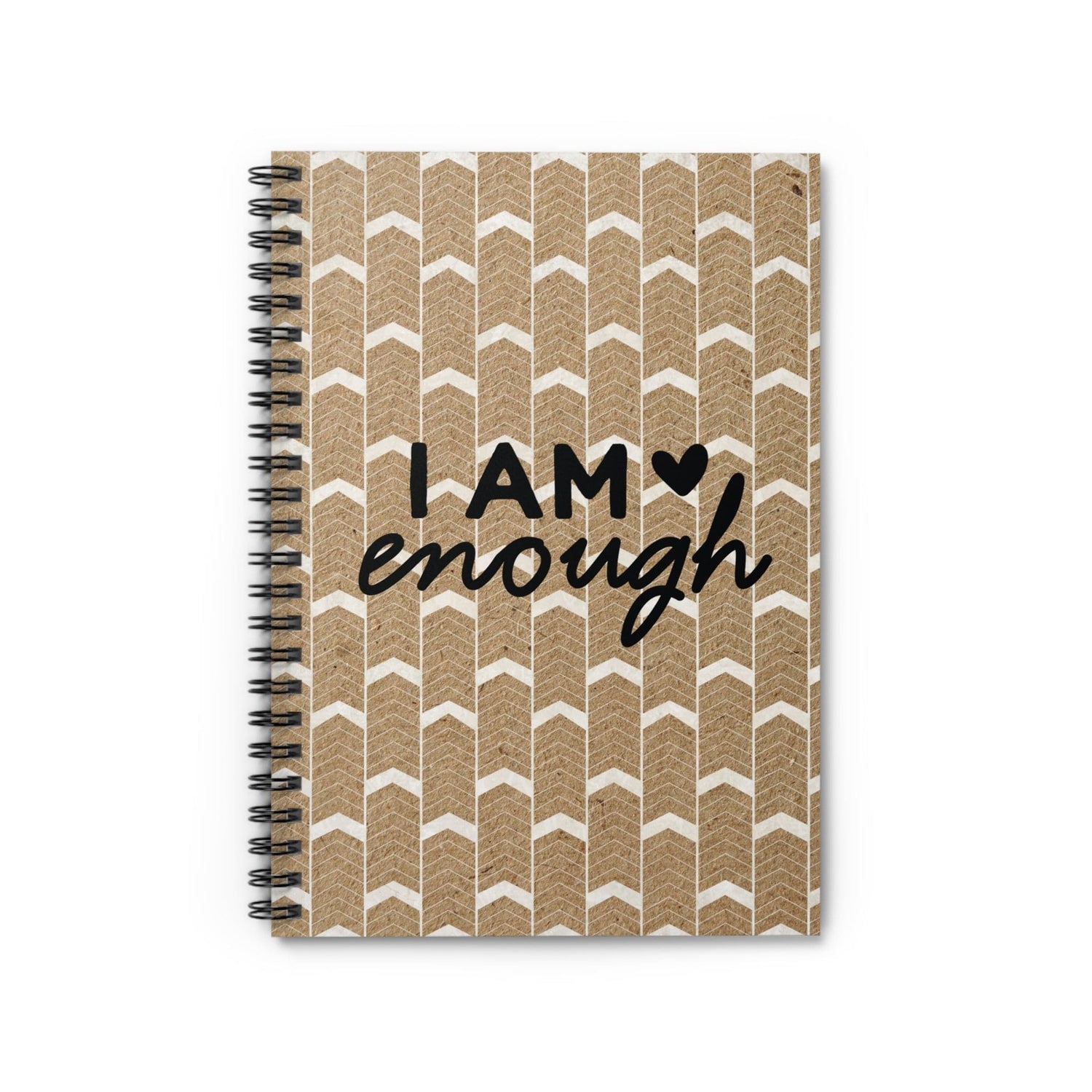 Unique Kraft Notebook Design, Lined Journal, Herringbone design with Motivational Quote, I Am Enough