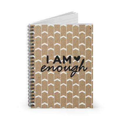 Unique Kraft Notebook Design, Lined Journal, Herringbone design with Motivational Quote, I Am Enough