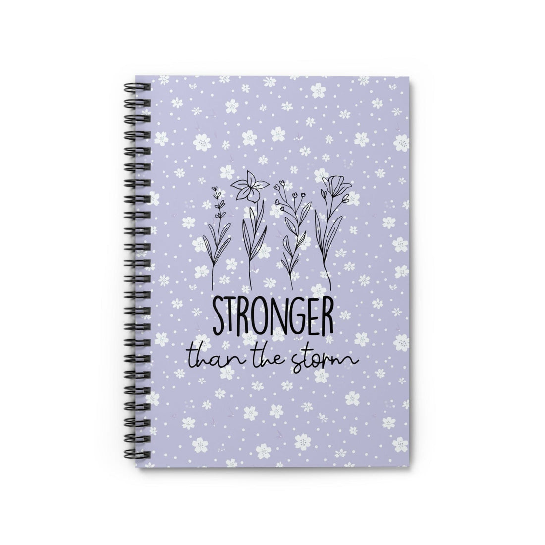 Cute Lavender Floral Spiral Notebook, Lined Journal, with Self Care Quote