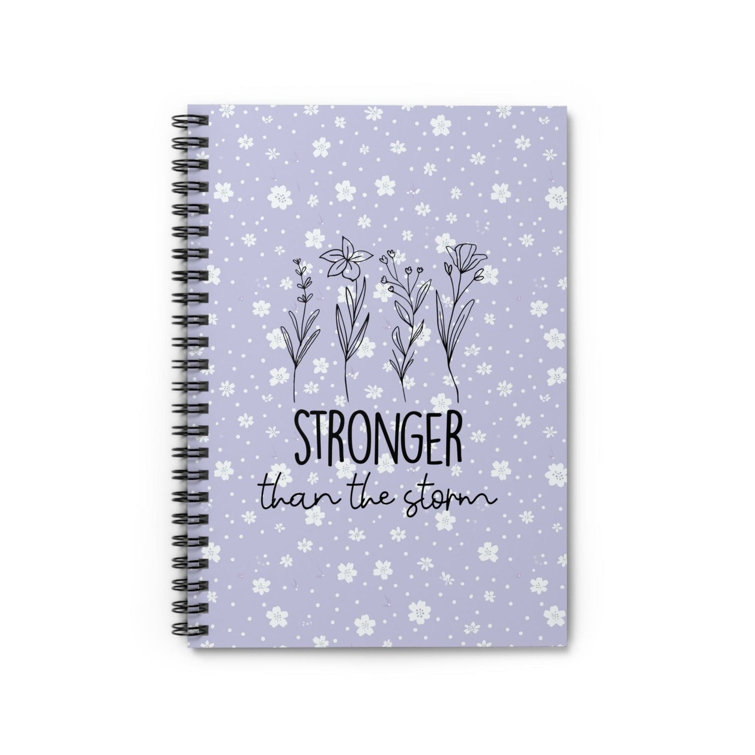 Cute Lavender Floral Spiral Notebook, Lined Journal, with Self Care Quote