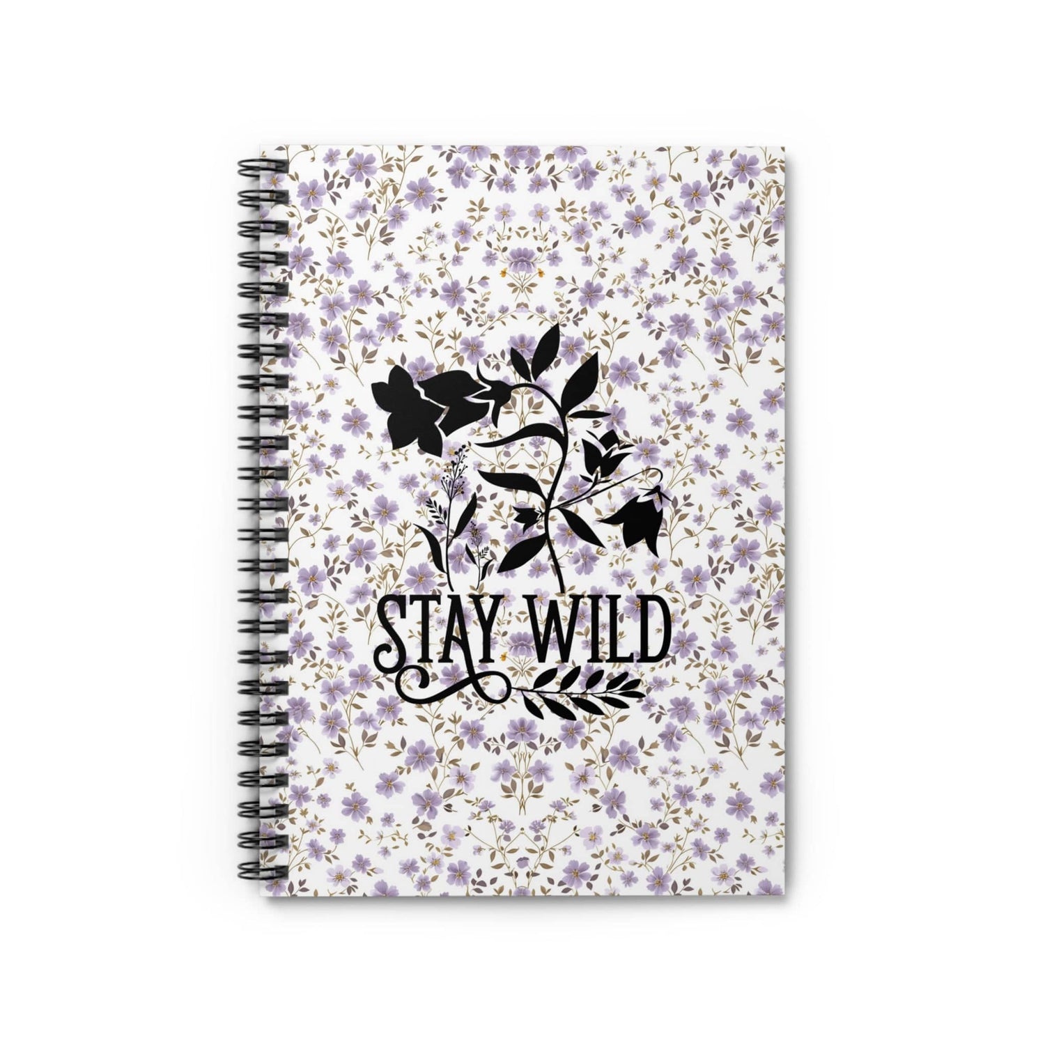 Lavender, Floral Spiral Notebook, Lined Journal with Motivational Quote