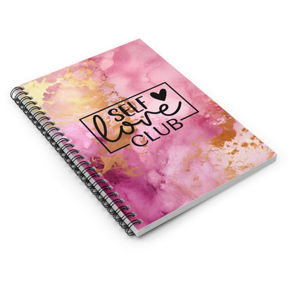 Beautiful Metallic Watercolor Notebook, Lined Journal, with Motivational Quote, &quot;Self Love Club&quot;