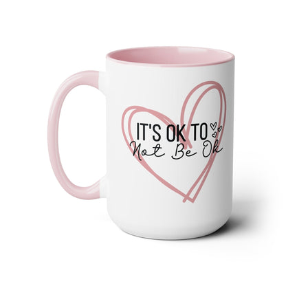 Pink Doodle Hearts Ceramic Mug Self Care Quote Coffee Lover Gift