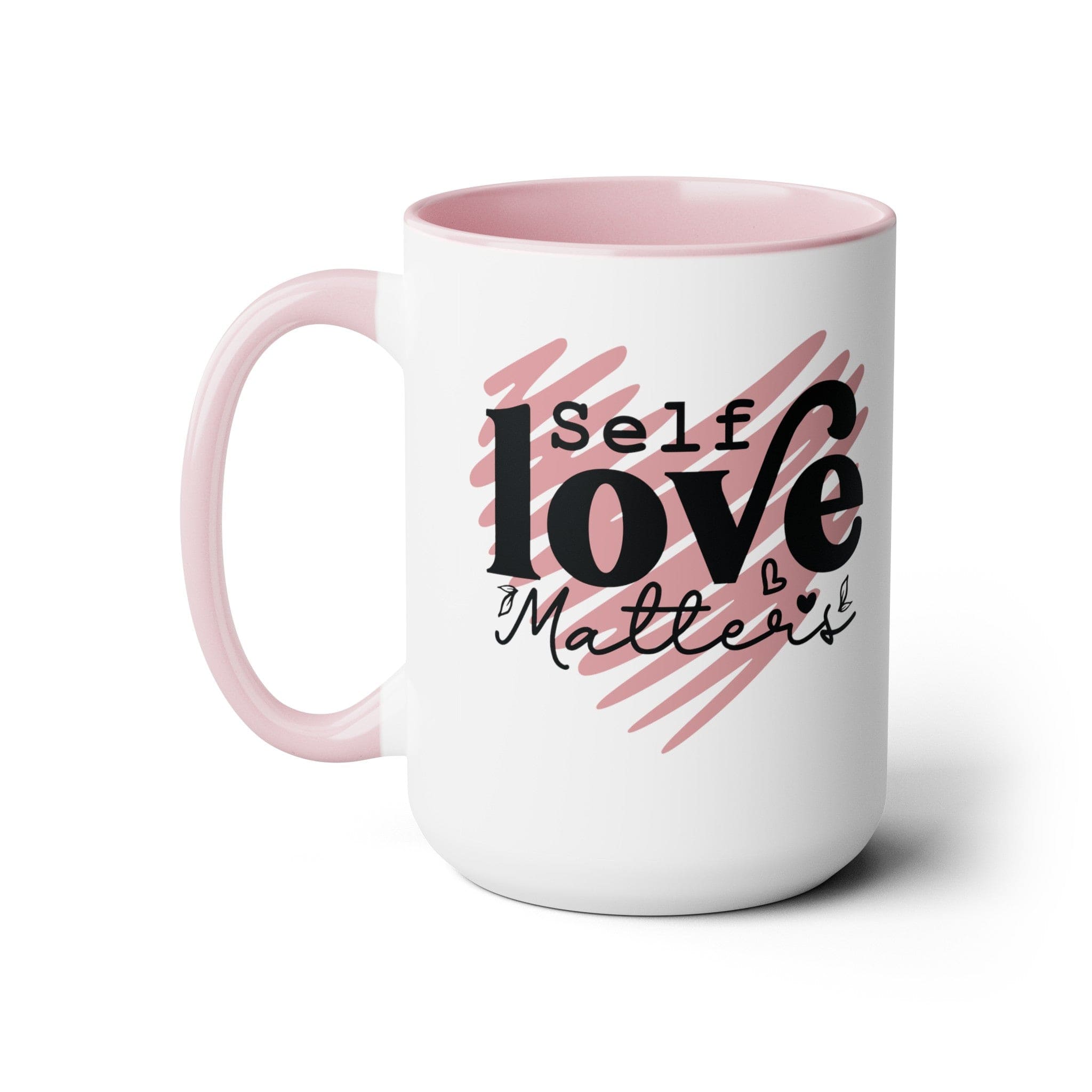 Pink Doodle Heart Ceramic Coffee Mug Self Care Quote Coffee Lover Gift