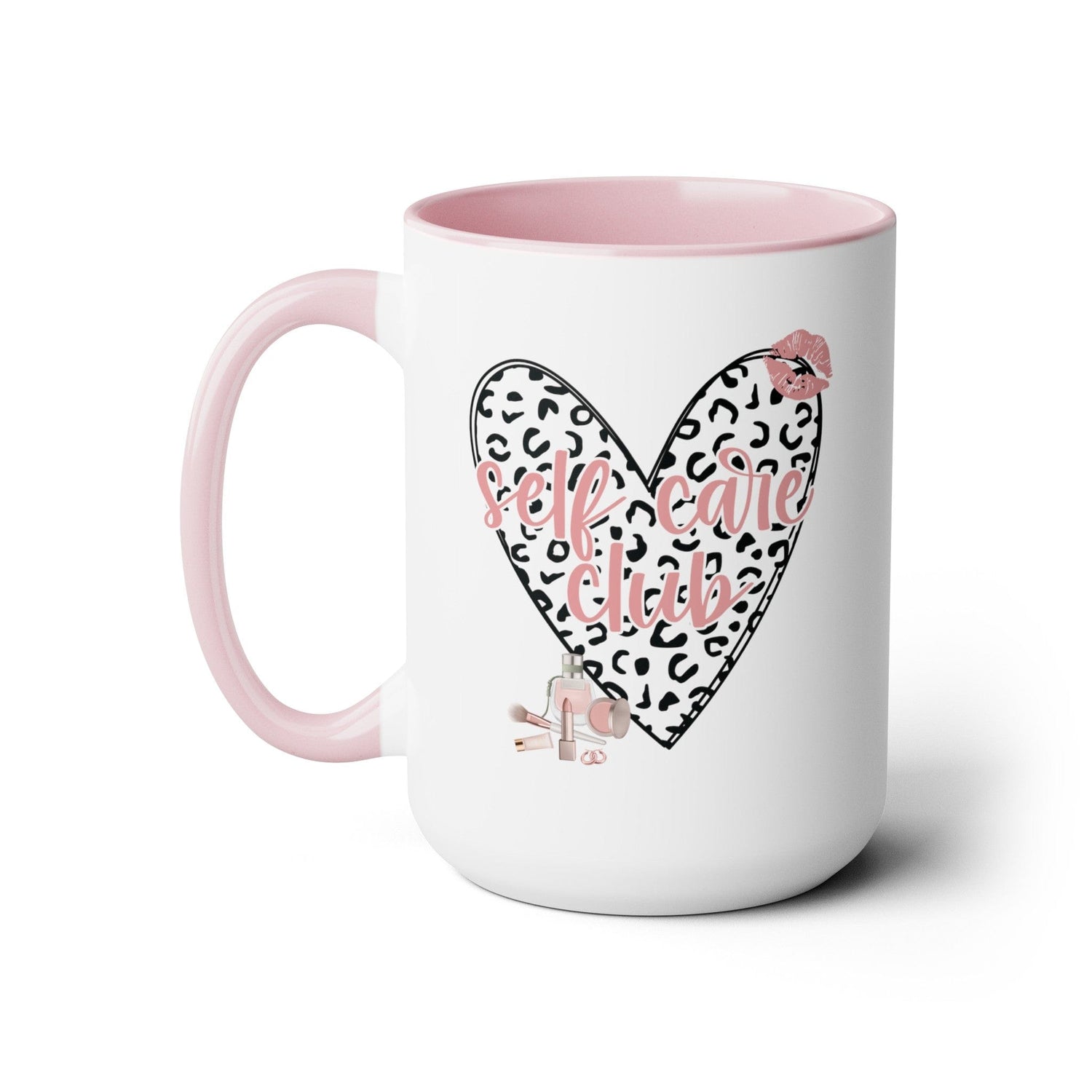 Pink Leopard Print Heart Coffee Mug Self Care Quote Coffee Lover Gift