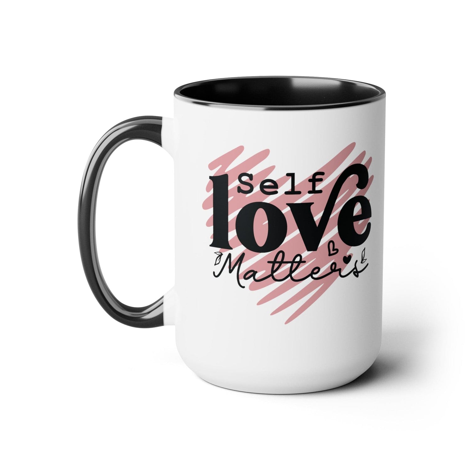 Pink Doodle Heart Ceramic Coffee Mug Self Care Quote Coffee Lover Gift