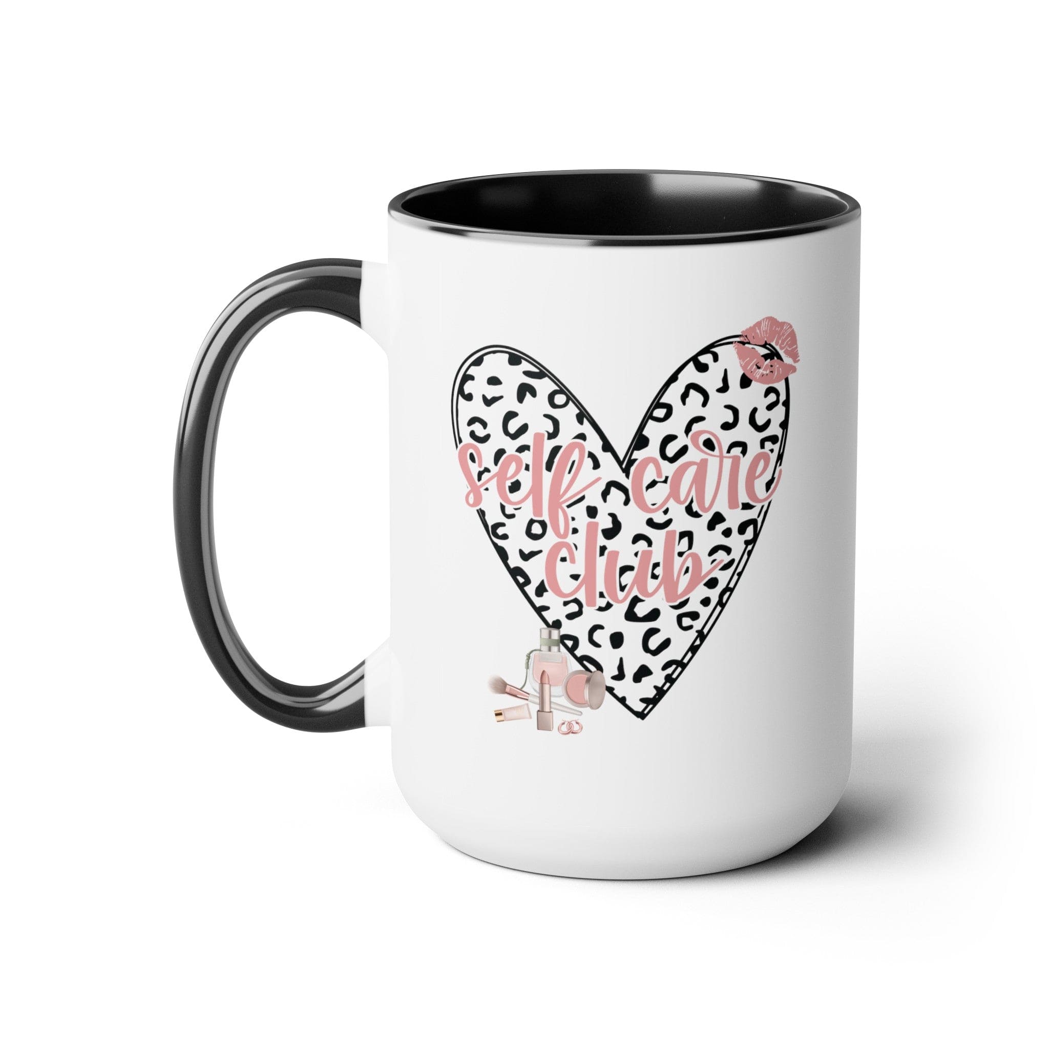 Pink Leopard Print Heart Coffee Mug Self Care Quote Coffee Lover Gift