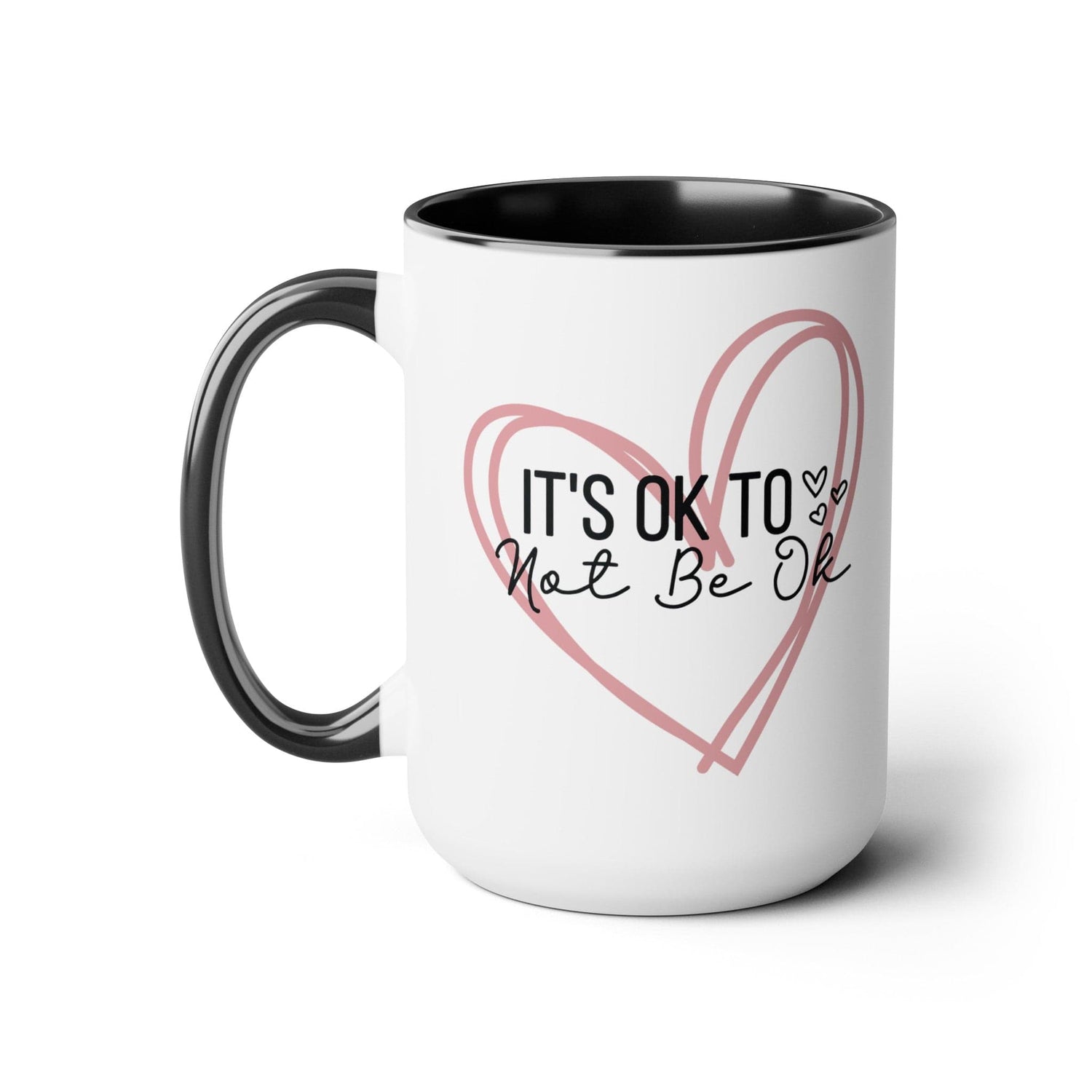 Pink Doodle Hearts Ceramic Mug Self Care Quote Coffee Lover Gift