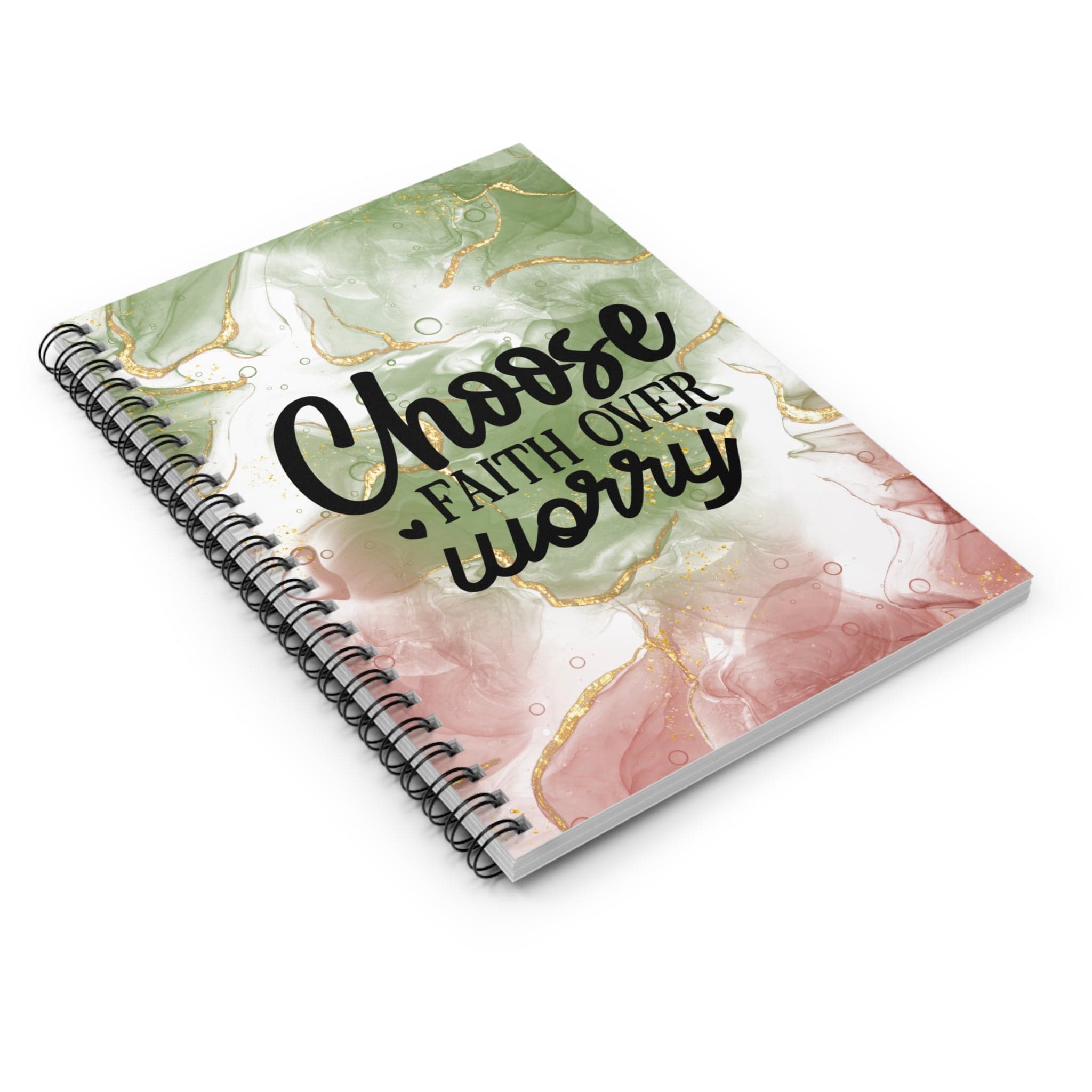 Beautiful Metallic Watercolor Notebook, Spiral Journal, with Motivational Quote