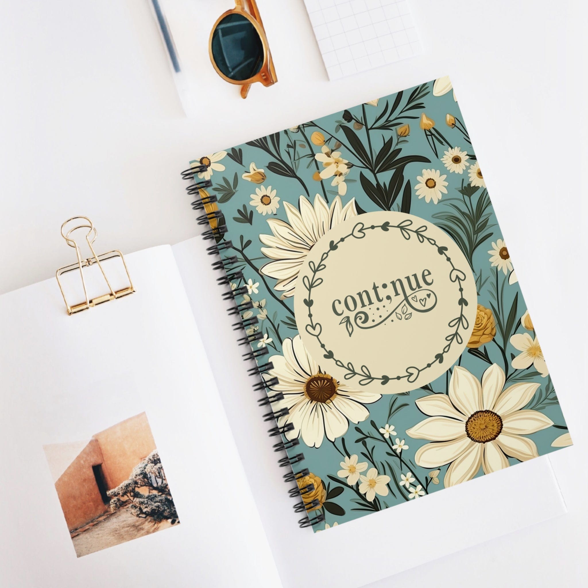 Beautiful Floral Spiral Notebook Lined Pages Journal Motivational Quote