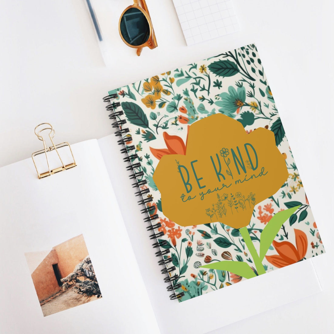 Colorful Floral Spiral Notebook Lined Journal Motivational Quote