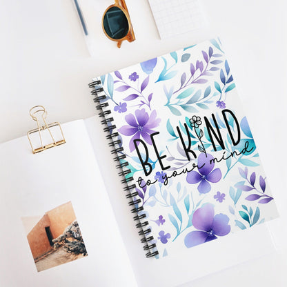 Beautiful Floral Spiral Notebook, Lined Journal, Watercolor Flowers with Motivational Quote for Mental Health