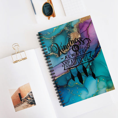 Beautiful Metallic Watercolor Notebook, Spiral Journal Blank Pages, with Self Care Quote