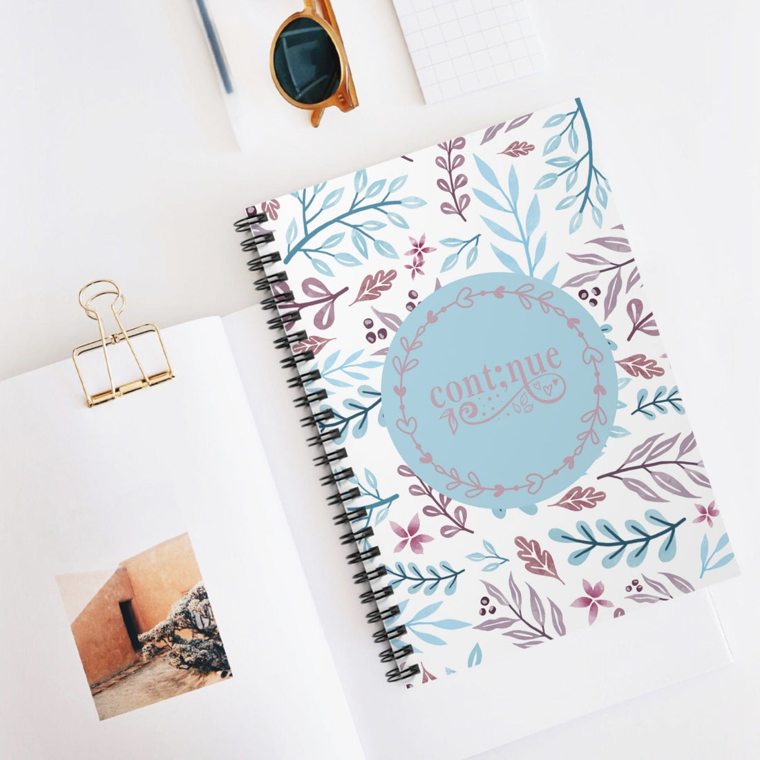 Whimsical Floral Spiral Notebook Lined Journal with Motivational Quote