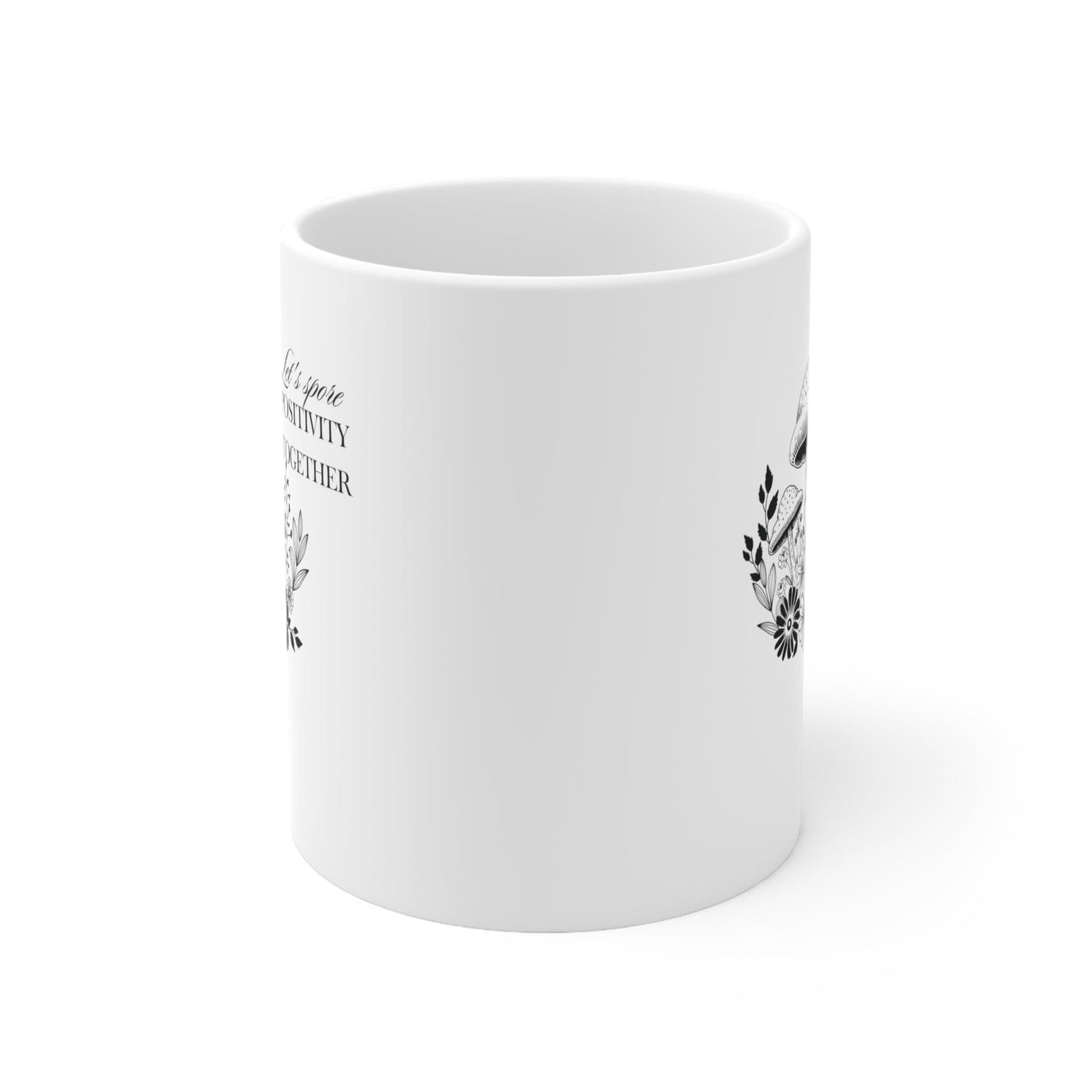 Mushroom Mug, Botanical Mug, Black and White Art, Self Care Quote, Coffee Lover Gift