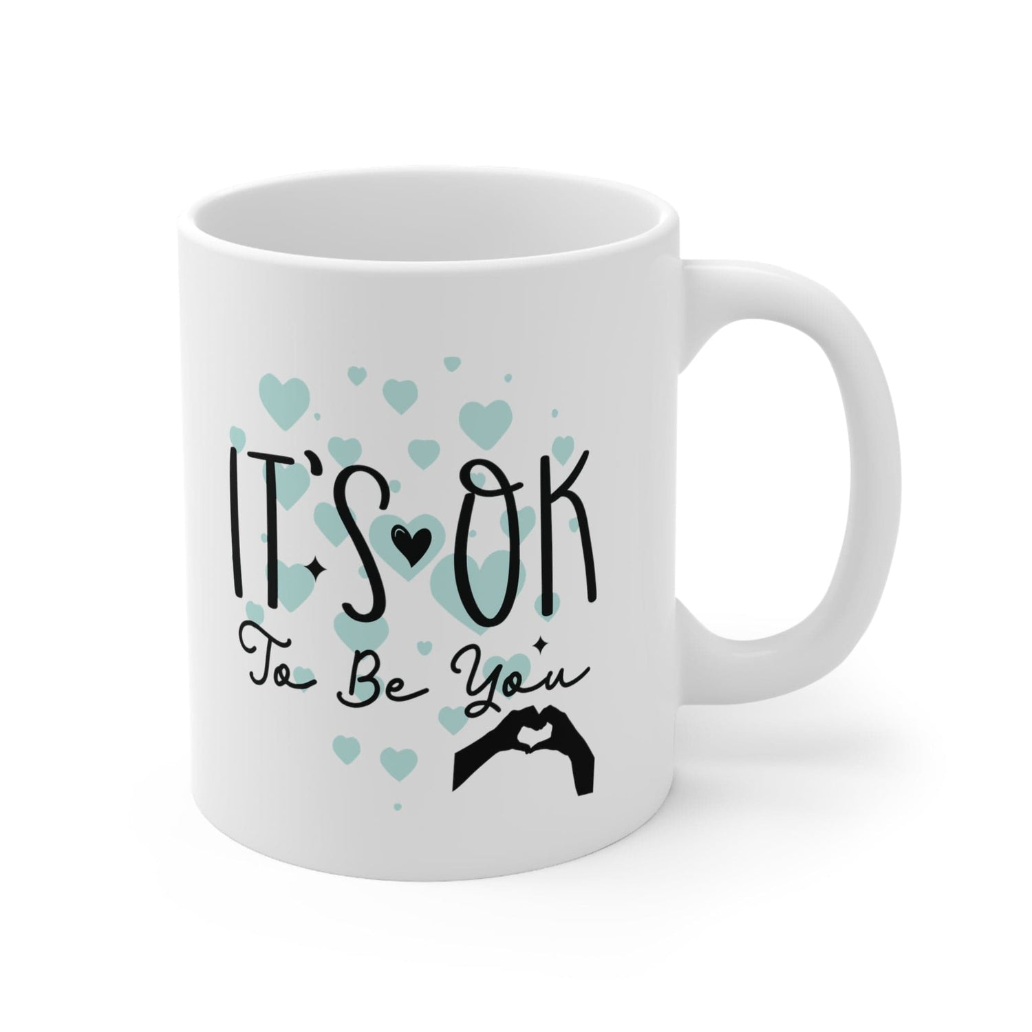 Mint Green Hearts Coffee Mug Self Care Quote Coffee Lover Gift