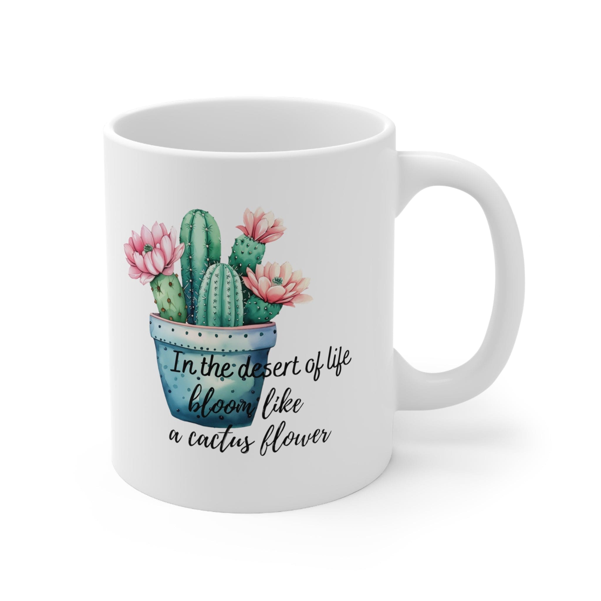 Cactus Mug, Beautiful Watercolor Cactus, Motivational Quote &amp; Cactus Pun, Prickly Pear Cactus, Coffee Lover Gift, Plant Lover Gift